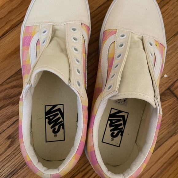 Vans Women's Platform Sneakers - Pink and Yellow Plaid - Picture 5 of 8
